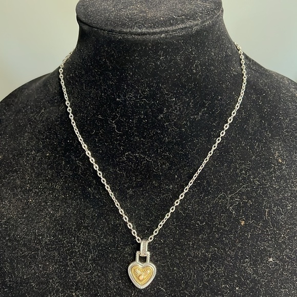 Silvertone & Goldtone 16” Heart Pendant Necklace with 3”extender - Picture 1 of 5